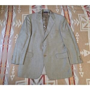 Brooks Brothers Blazer Men 42R Sport Coat Jacket Wool Silk Linen two button Tan
